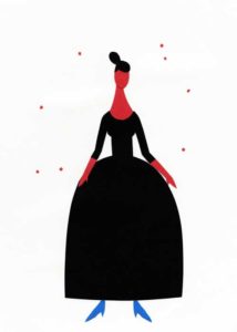 黒いドレスを着た女のシンプルな切り絵イラスト