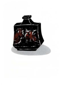 黒い壺のシンプルな切り絵イラスト