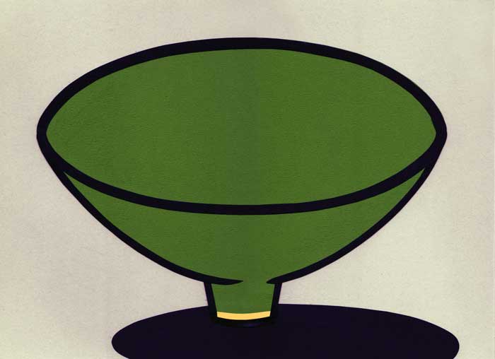緑色のお茶碗のシンプルな切り絵イラスト