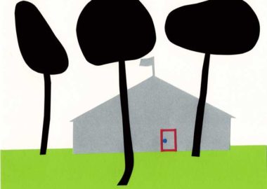 家と木があるシンプルな切り絵イラスト