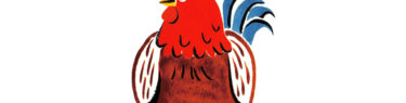 和風に水彩で描いた鶏