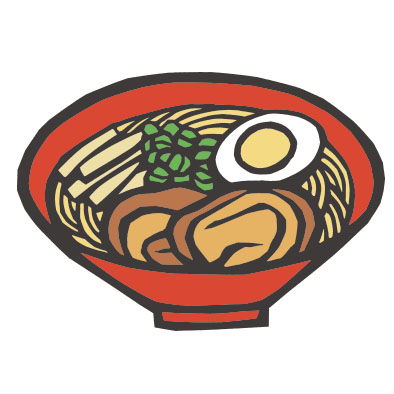 日本料理のラーメンの切り絵イラスト