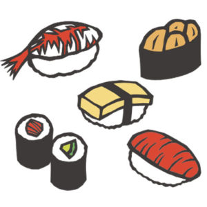 日本料理の寿司の切り絵イラスト