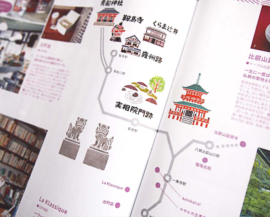 雑誌ananの開運行動学特集の京都奈良のイラストマップ