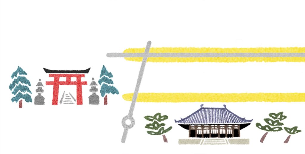 雑誌ananの開運行動学特集の京都奈良の和風イラストマップ