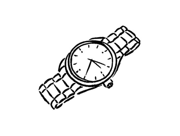 モノクロ線画の時計イラスト