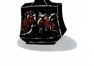 黒い壺のシンプルな切り絵イラスト