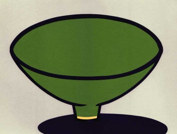 緑色のお茶碗のシンプルな切り絵イラスト