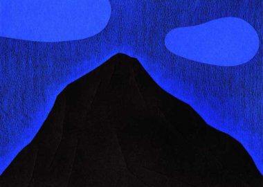 夜の山のシンプルな切り絵イラスト