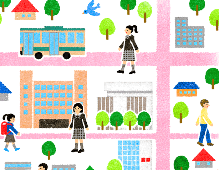 女子中学校のマップ Tsumura Illustration Studio 和風イラストレーター